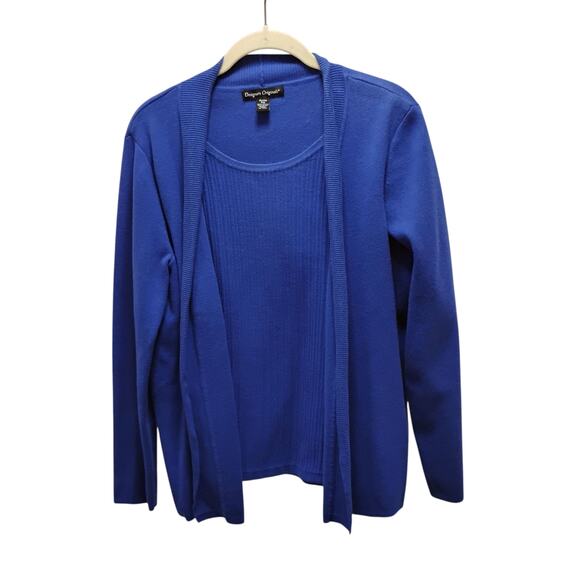 💙❄️Designer Originals Twinset ✨ Petite M Royal Blue Layered Look Sweater💙 - Picture 5 of 10